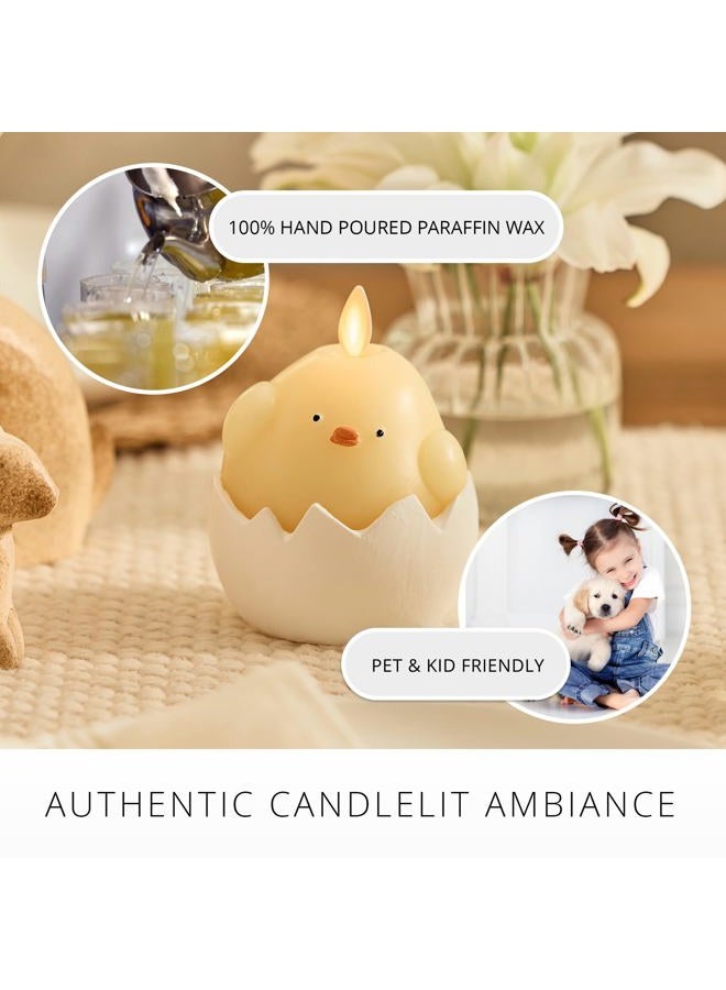 LUMINARA Hatching Easter Chick Candle - 3.3" x 4.3" - Flameless Real-Flame Holiday-Inspired Decor - AA Batteries - Flickering LED Flame - Image 2