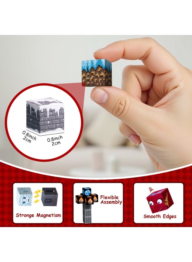 VTERLY 100 PCS Magnetic Building Blocks, World of Ice & Fire Themed Magnetic Cubes, Educational STEM Construction Toy for Kids, Compatible with Pixel-Style Building Games - Image 2