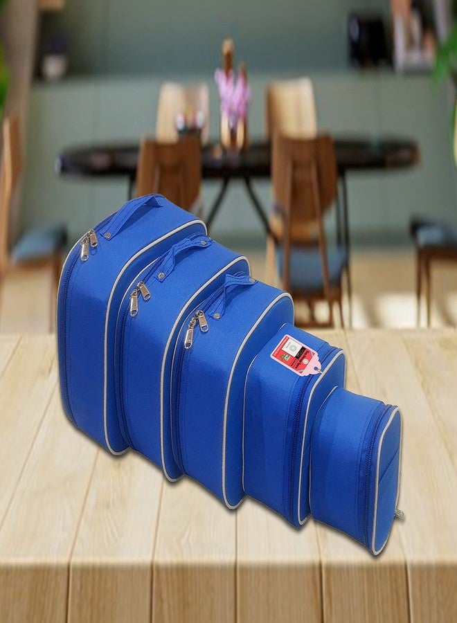 Luces 5 Pc Cosmetic Bag Set, Purse Size Makeup Bag for Women, Toiletry Travel Bag Makeup Organizer Cosmetic Bag Washable Waterproof for Girls Women Gifting (Royal Blue) - Image 5