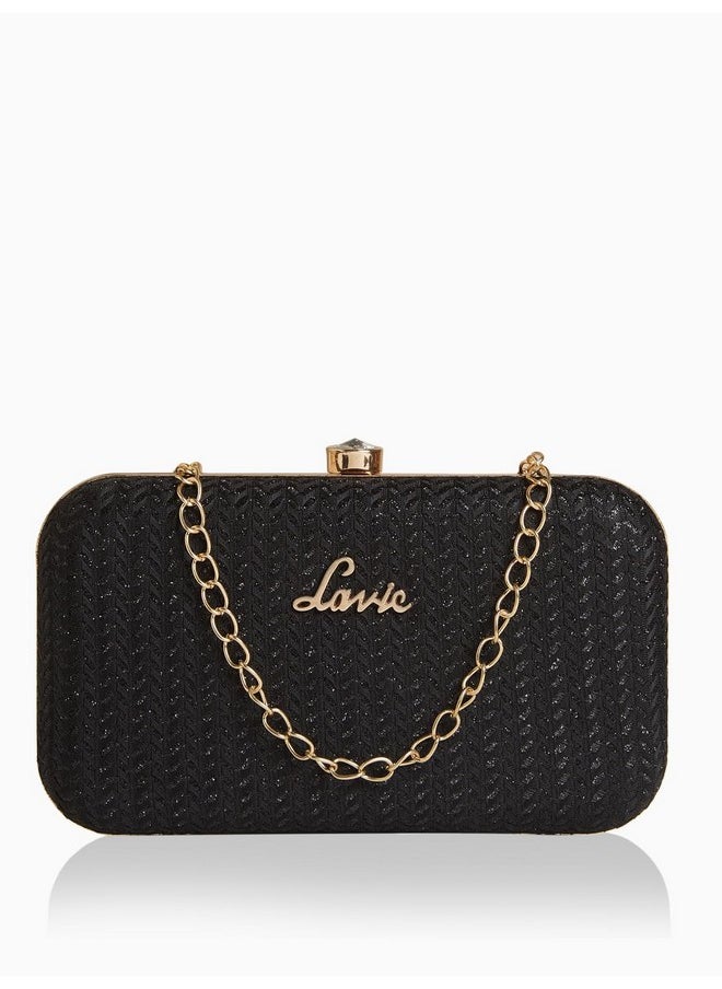 Lavie Lavie Women's Sparkle Framed Clutch Black Ladies Purse Handbag  - Image 1