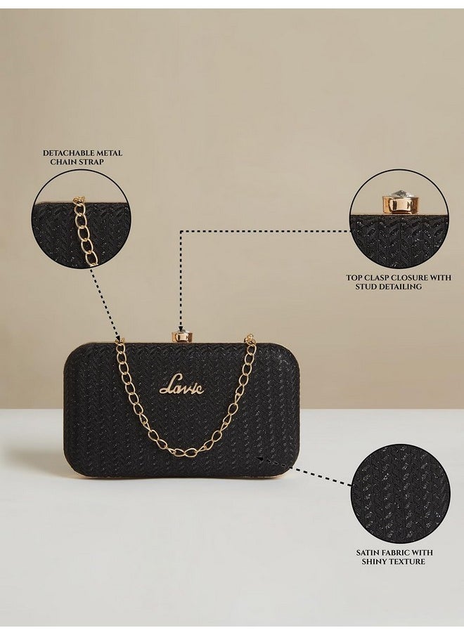 Lavie Lavie Women's Sparkle Framed Clutch Black Ladies Purse Handbag  - Image 3