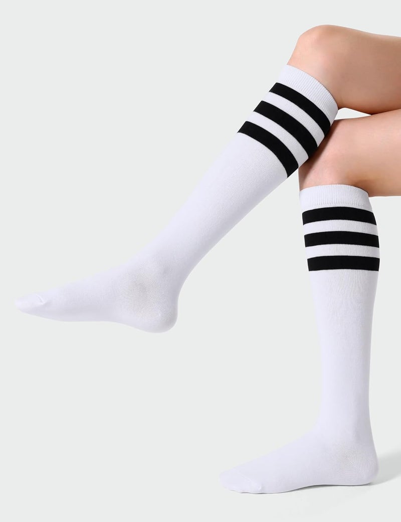 JOULLI Women's Knee High Athletic Socks Stripe Tube Outdoor Sport Socks 1-3 Pairs - Image 4