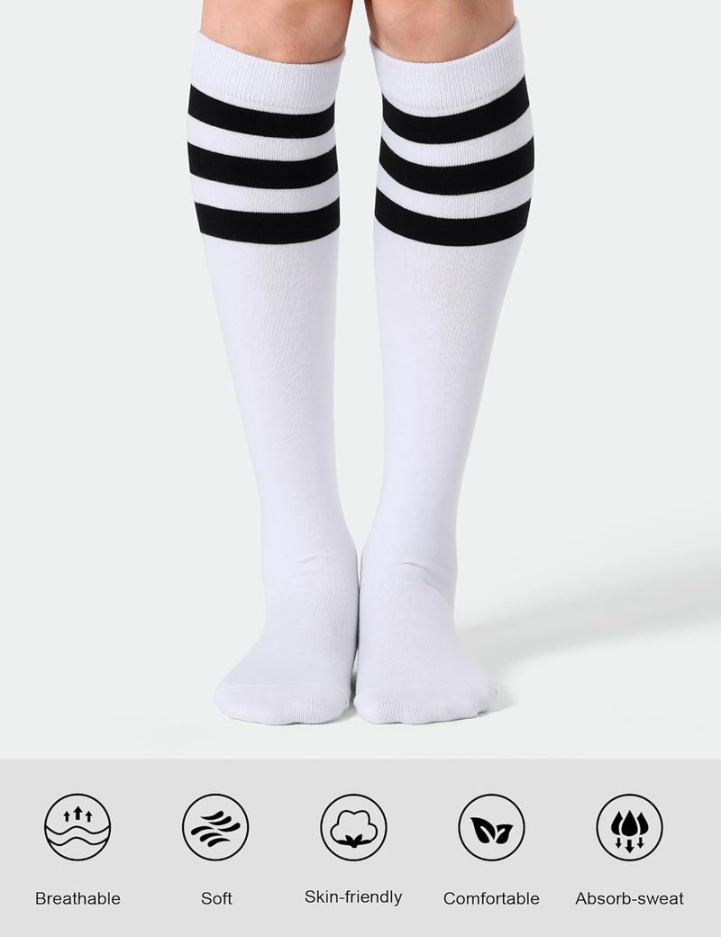 JOULLI Women's Knee High Athletic Socks Stripe Tube Outdoor Sport Socks 1-3 Pairs - Image 2