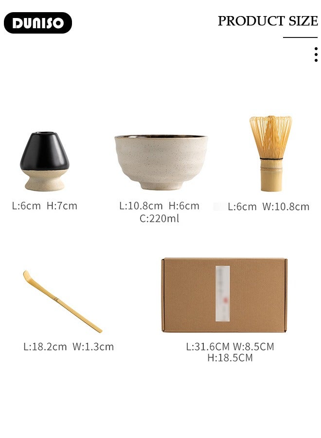 DUNISO 4pcs Matcha Whisk Set, Japanese Matcha Tea Set, Matcha Bowl, Matcha Bamboo Whisk, Matcha Whisk Holder, Traditional Scoop,Japanese Matcha Ceremony Accessory Matcha Tea Making Kit - Image 4