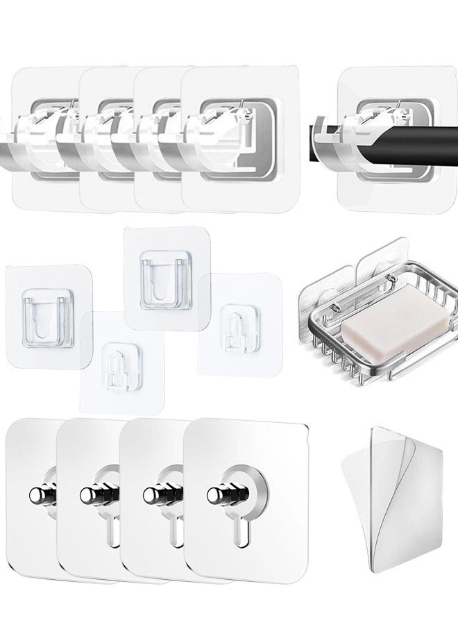 26 pcs self-adhesive Bracket Hook, Double-sided Wall adhesive hook, adhesive Wall Screw Suspension and drill-free Curtain Rod Bracket, Suitable for Storage and Organization of kitchen, Bathroom, Off - Image 1