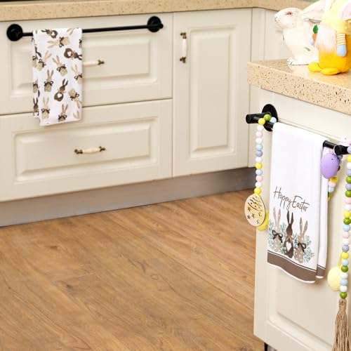 ARKENY Easter Kitchen Towels Set of 2,Beige Polka Dot Bunny Leaves Dish Towels 18x26 Inch Drying Dishcloth,Farmhouse Holiday Seasonal Spring Decorations AD259 - Image 5