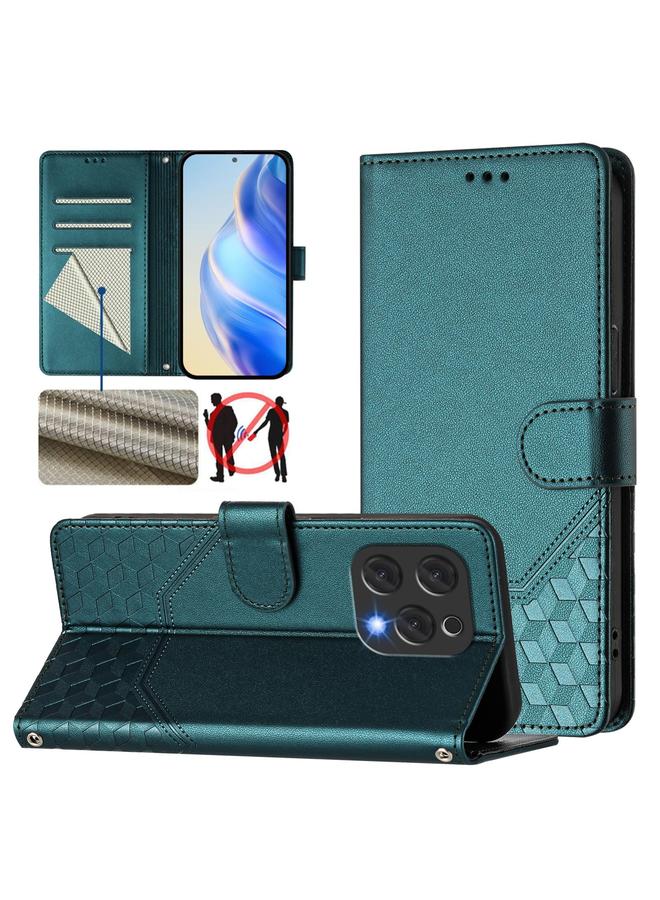 اس-توب جراب هاتف Doogee N55 Plus المصنوع من الجلد بنقش قرص العسل بتقنية RFID - Image 1