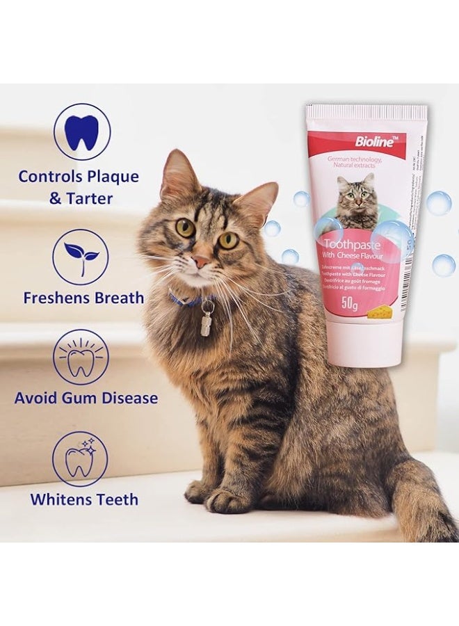 Bioline Dental Hygiene Set for Cats-Cheese Flavour - Cat Toothpaste & Toothbrush - Image 3