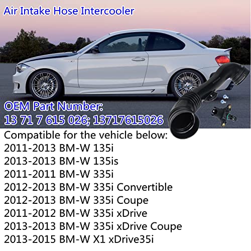 AKWH 13717615026 Air Intake Hose Intercooler Air Duct Pipe Replacement for BMW 335i 135i 135is X1 E82 E90 E92 E93 AKWH - Image 2