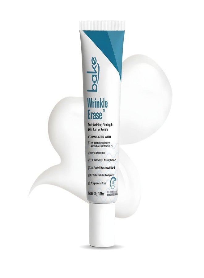 BAKE Wrinkle Erase™ Anti-Wrinkle & Firming Serum Cream with 2% THD Vitamin C, Peptides & 0.5% Bakuchiol | Reduces Fine Lines, Boosts Collagen, Repairs Skin Barrier | Anti-Aging Serum | 30g - Image 1