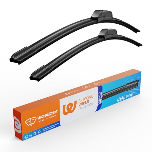 WOWIPER 2220 Silicone Wiper Blades Replacement for Toyota Tacoma 20222017Jeep Compass 20172007Chevy Malibu 2008200422 and 20 inch Windshield Wiper Blades for My Car Set of 2 - Image 1