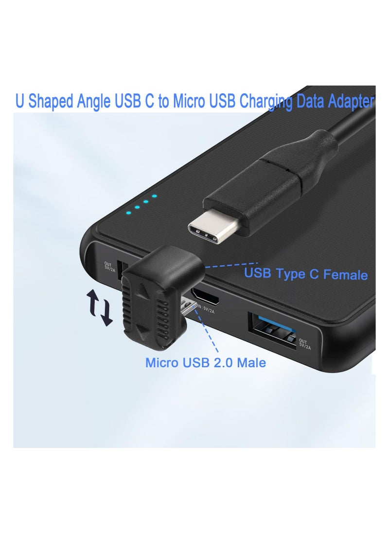 SYOSI - U Shaped Angle USB C to Micro, USB Charging Data Adapter Plug, USB C Female to Micro USB Male 180 Degree Angle up Connector 10W,  (5V2A) 480Mbps, U Shape Pitch 5.4mm, Power Data Adapter, 2Pcs (up) - Image 1