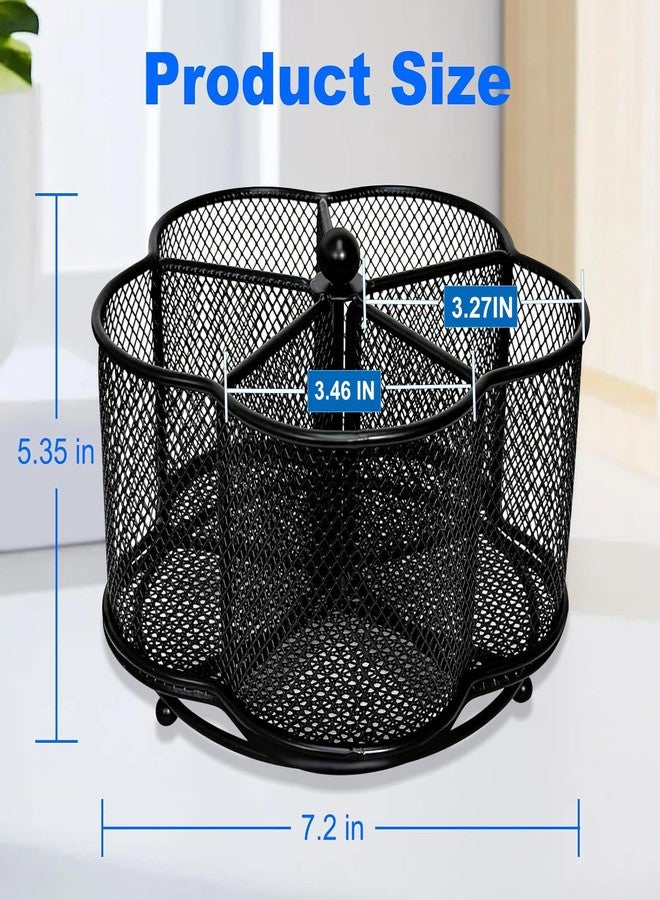 PNEUICALLY 360 Degree Rotate Pen Holder for Desk Mesh Desk Pen Organizer Pencil Holder Large Capacity Accessories & Workspace Organizers for School,Home (Black, No hook) - Image 2