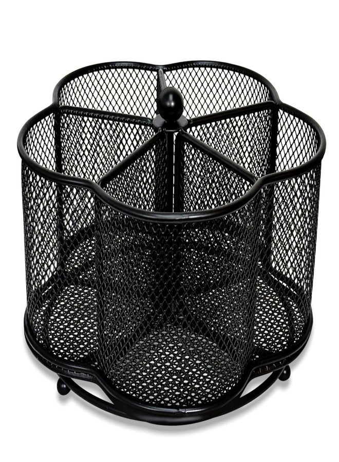 PNEUICALLY 360 Degree Rotate Pen Holder for Desk Mesh Desk Pen Organizer Pencil Holder Large Capacity Accessories & Workspace Organizers for School,Home (Black, No hook) - Image 1