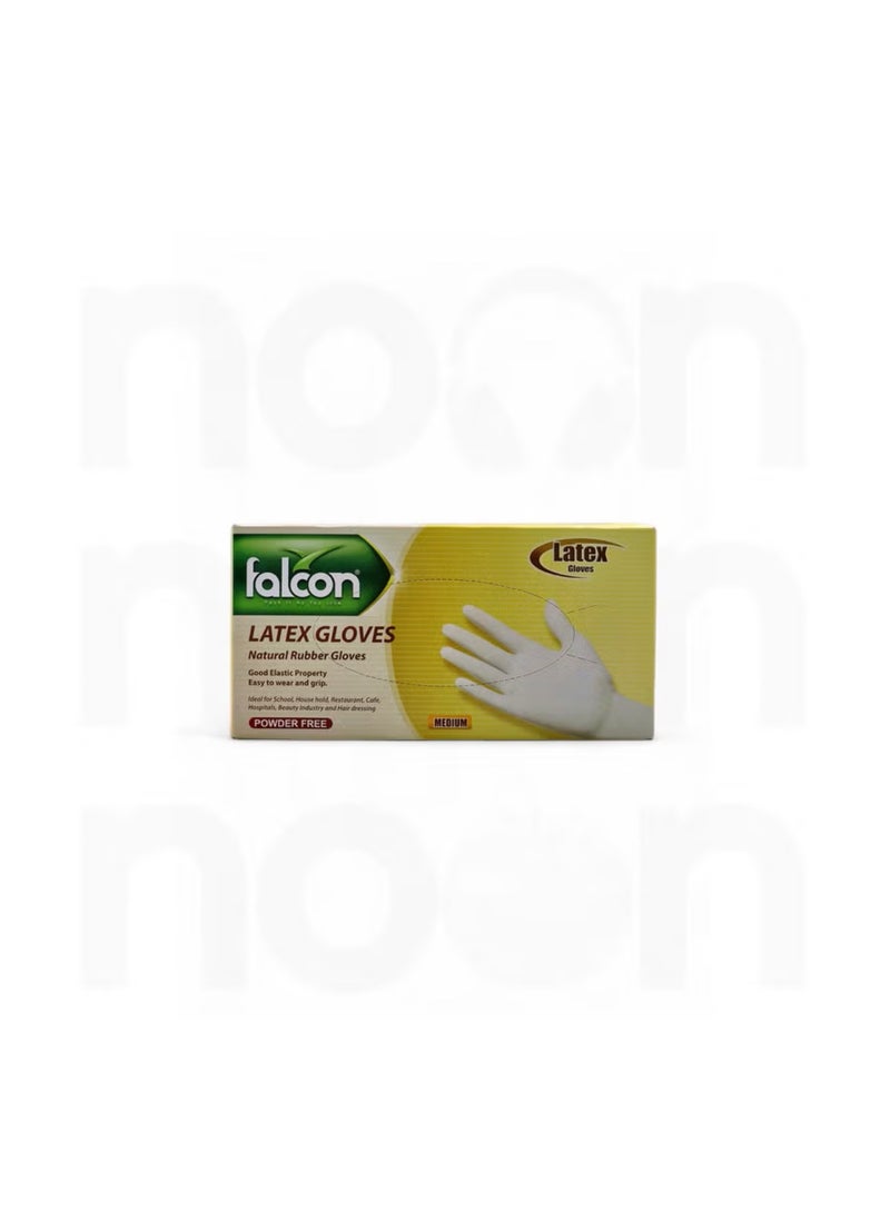 Falcon 100-Pieces Powder Free Latex Disposable Examination Gloves White Medium White Medium - Image 4