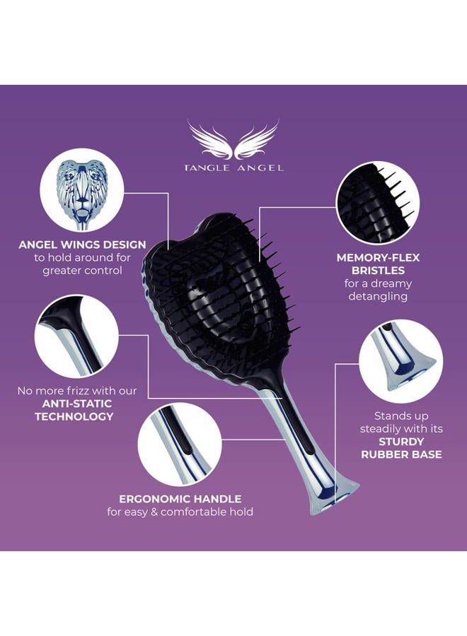 Tangle Angel Detangle Hair Brush - Anti Static Brush with Detangling Soft Bristles for Wig, Straight, Wavy & Curly Hair - Wet & Dry Luxurious Tangle Tamer - Pro Hairbrushes for Women - Pink Chrome - Image 3