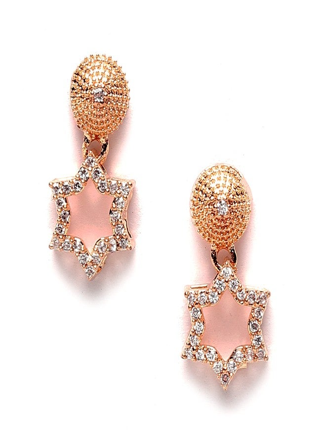 KENNICE Rose Gold-Plated White American Diamond studded Necklace, Earrings, Bracelet with Ring Jewellery Set for Girls and Women - Image 4