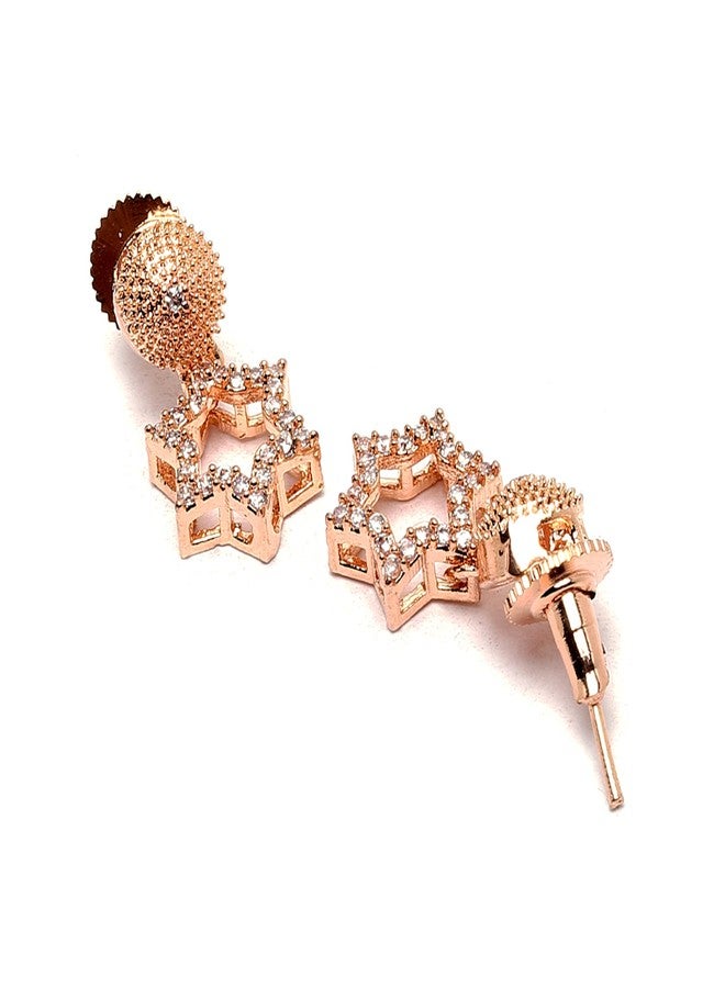 KENNICE Rose Gold-Plated White American Diamond studded Necklace, Earrings, Bracelet with Ring Jewellery Set for Girls and Women - Image 5