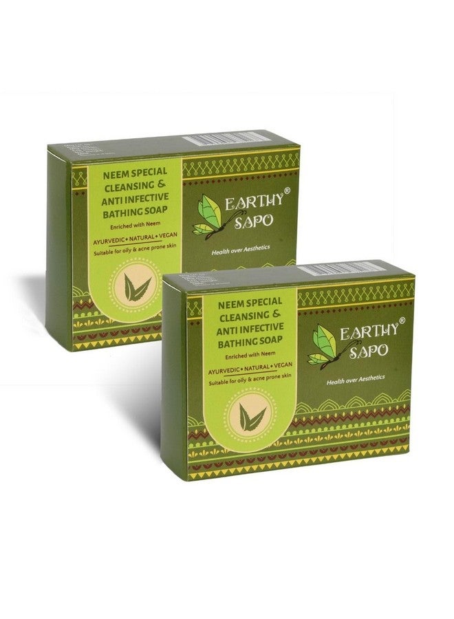 Earthy Sapo Handmade Neem Special Cleansing & Anti Infective Bathing Soap, 100G, Pack Of 2 - Image 1