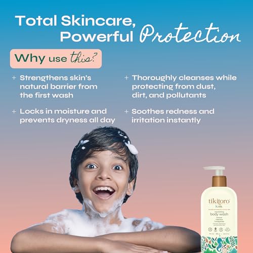 Tikitoro Kids Nourishing Body Wash | Pediatrician Approved | Vegan | Cleanses, Moisturizes & Nourishes Skin | Almond, Calendula, Pomegranate Extract | No Parabens & Sulphates, Age 4+ years (300ml x 2) - Image 3