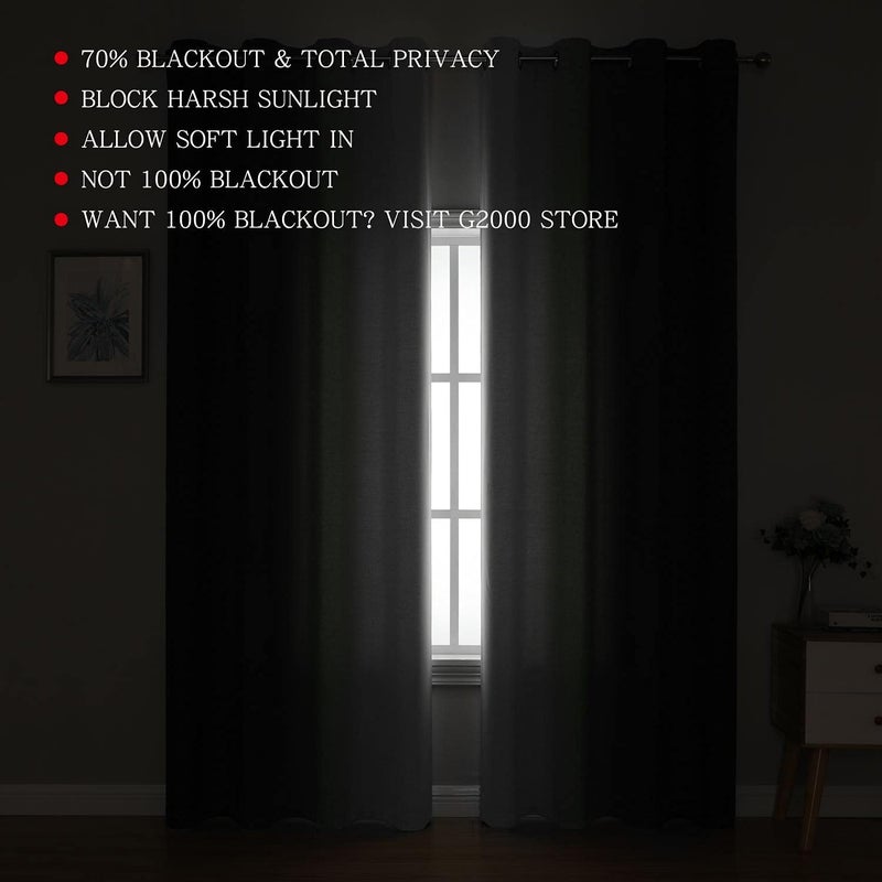 G2000 Blackout Curtains & Drapes for Bedroom Living Room 84 Inches Long Green and Greyish White Room Darkening Window Treatments Ombre Thermal Insulated Light Blocking Grommet Backdrop 2 Panels Set - Image 3