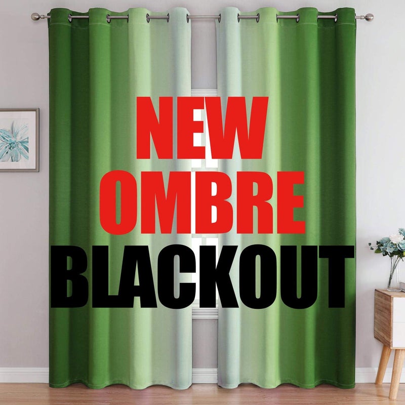 G2000 Blackout Curtains & Drapes for Bedroom Living Room 84 Inches Long Green and Greyish White Room Darkening Window Treatments Ombre Thermal Insulated Light Blocking Grommet Backdrop 2 Panels Set - Image 1