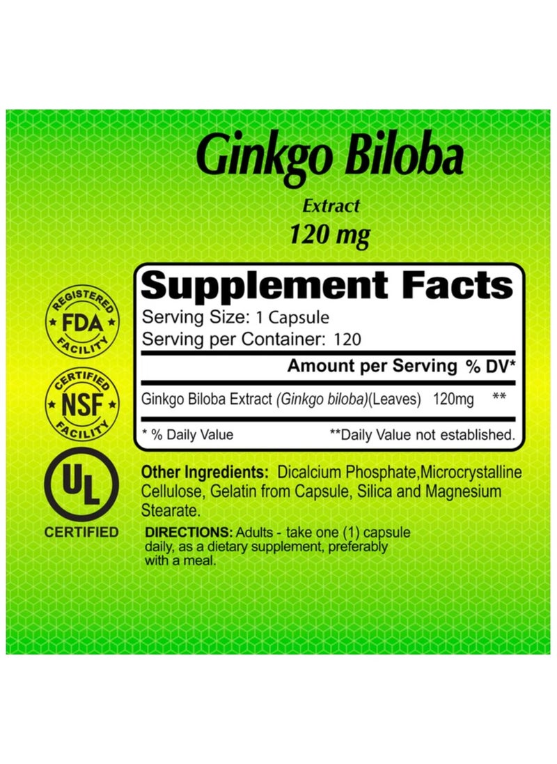 alfa vitamins Ginkgo Biloba 120 mg - 120 capsules  - Image 2