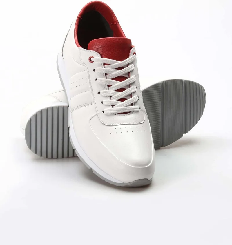 Fast Step Men's Genuine Leather Sneakers Casual Comfortable Sports Walking Casual Lace-Up Shoes White 951ma555