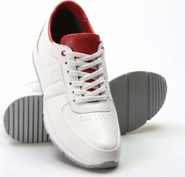 Fast Step Men's Genuine Leather Sneakers Casual Comfortable Sports Walking Casual Lace-Up Shoes White 951ma555