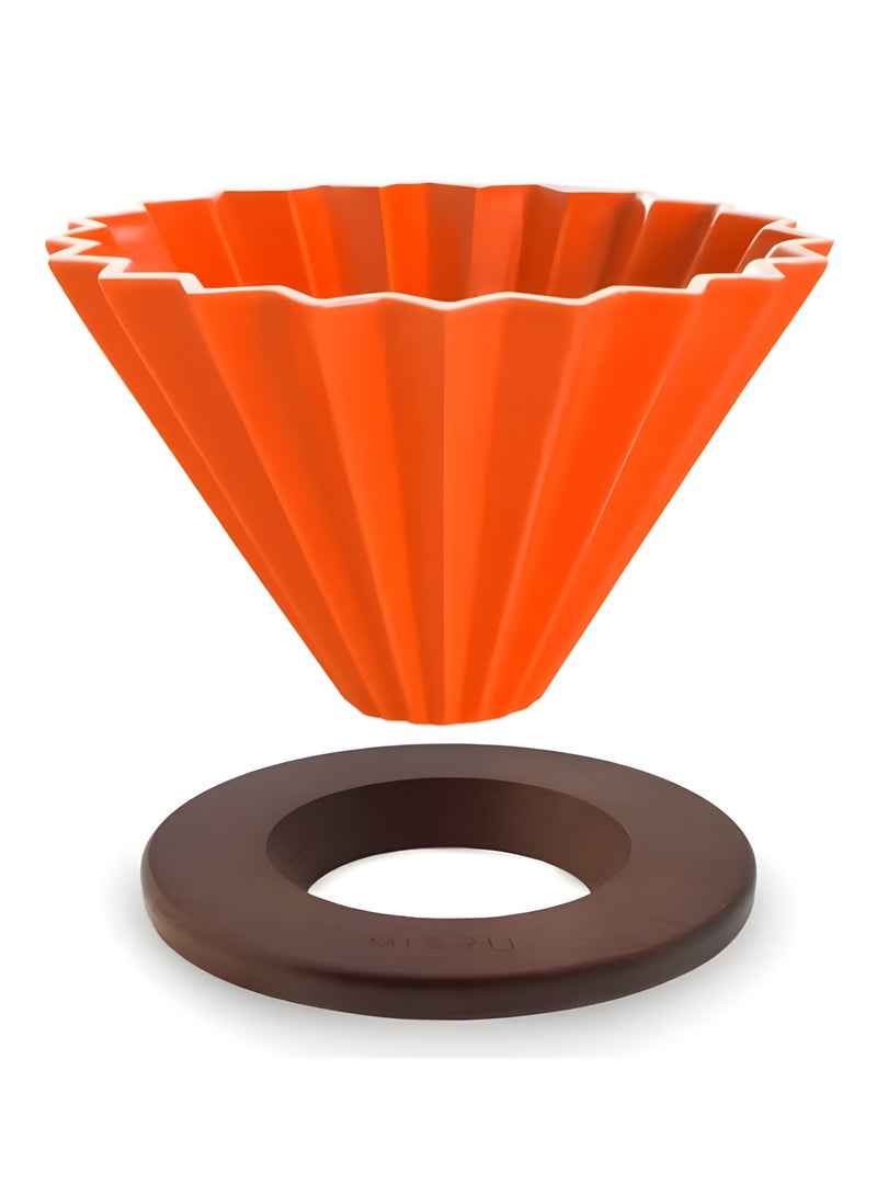BIG MAX Ceramic Coffee Dripper, Distilled Coffee, V60 Funnel Tools, Origami Style Cone Coffee Filter Cup (1 to 2 Cups), Orange - Image 1