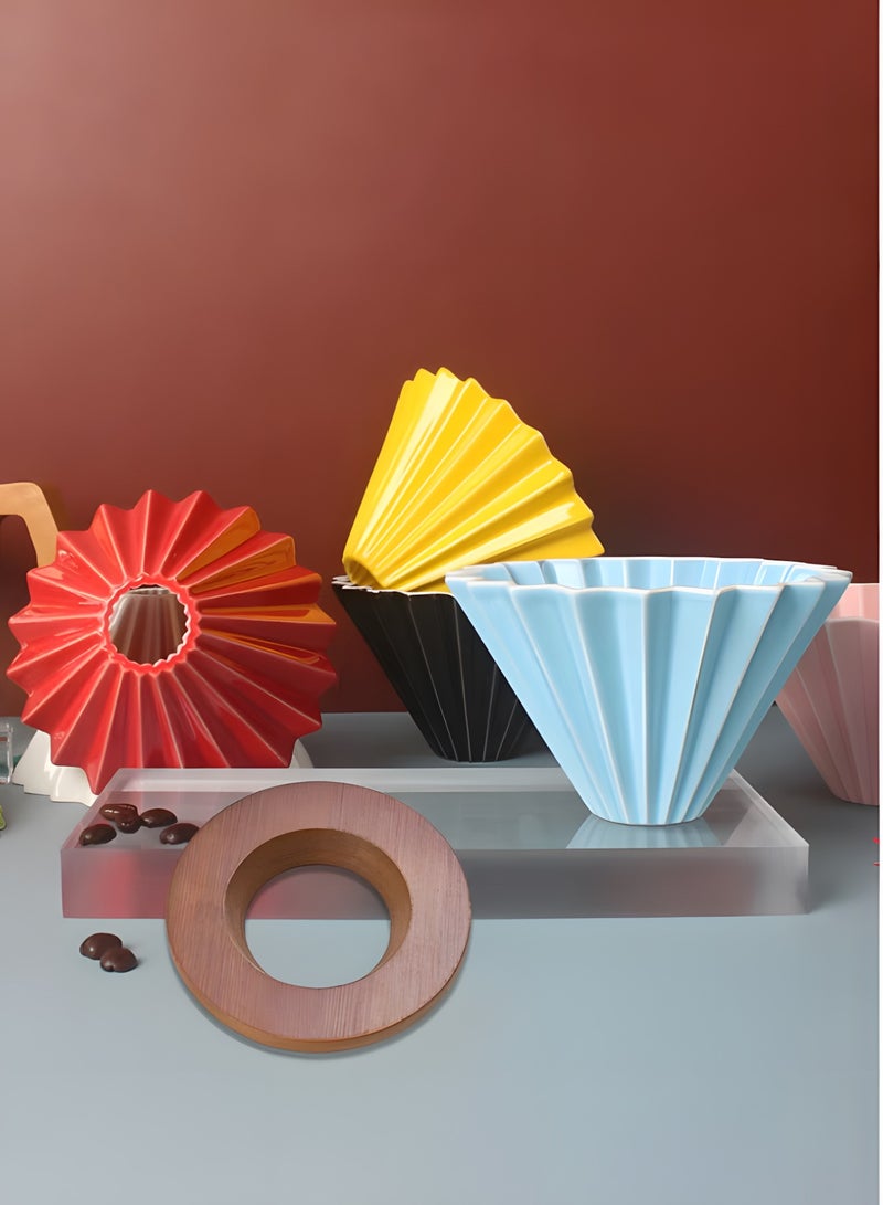 BIG MAX Ceramic Coffee Dripper, Distilled Coffee, V60 Funnel Tools, Origami Style Cone Coffee Filter Cup (1 to 2 Cups), Orange - Image 3