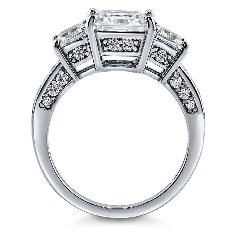 BERRICLE Sterling Silver 3-Stone Wedding Engagement Rings for Women, 2 Carat Princess Cut Cubic Zirconia CZ Ring - Image 5