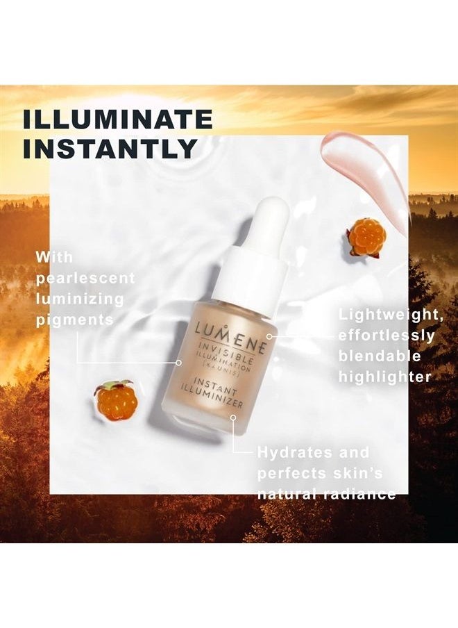 Lumene - Invisible Illumination Instant Illuminizer Golden Hour - Lightweight Hydrating Liquid Highlighter - Glowing Skin Makeup Highlighter for a Natural Radiance - Highlight Illuminator (0.5 Fl Oz) - Image 1
