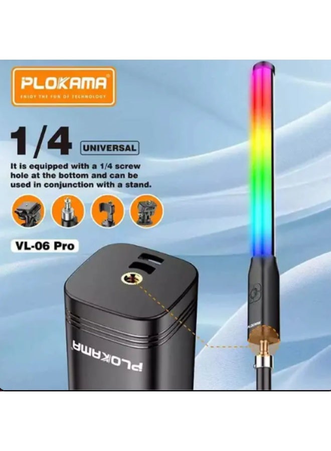 Plokama VL-06 Pro is a portable, handheld RGB LED stick light designed for creators like vloggers, photographers, and live streamers - Image 3