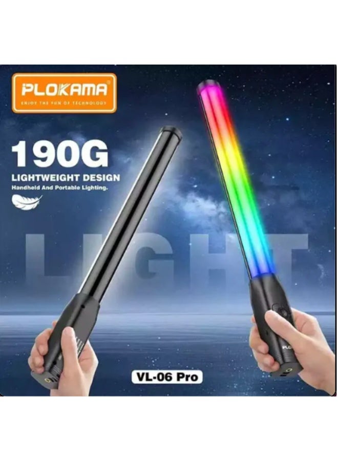 Plokama VL-06 Pro is a portable, handheld RGB LED stick light designed for creators like vloggers, photographers, and live streamers - Image 2