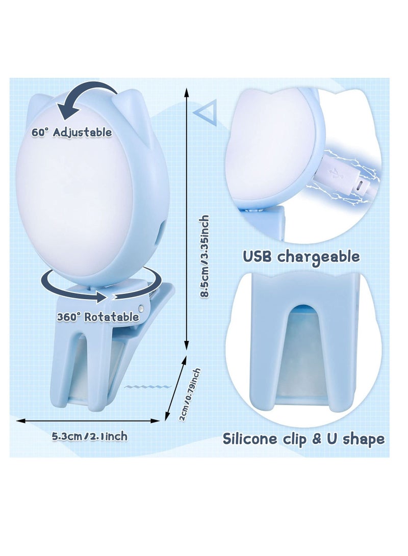 Captaintech Selfie Ring Light Selfie Clip on Ring Light Mini Rechargeable 9 Level Adjustable Brightness Ring Light Portable Clip on Selfie Fill Light for Phone Laptop Video Photography Girl Makes up (Pink, Blue) - Image 3