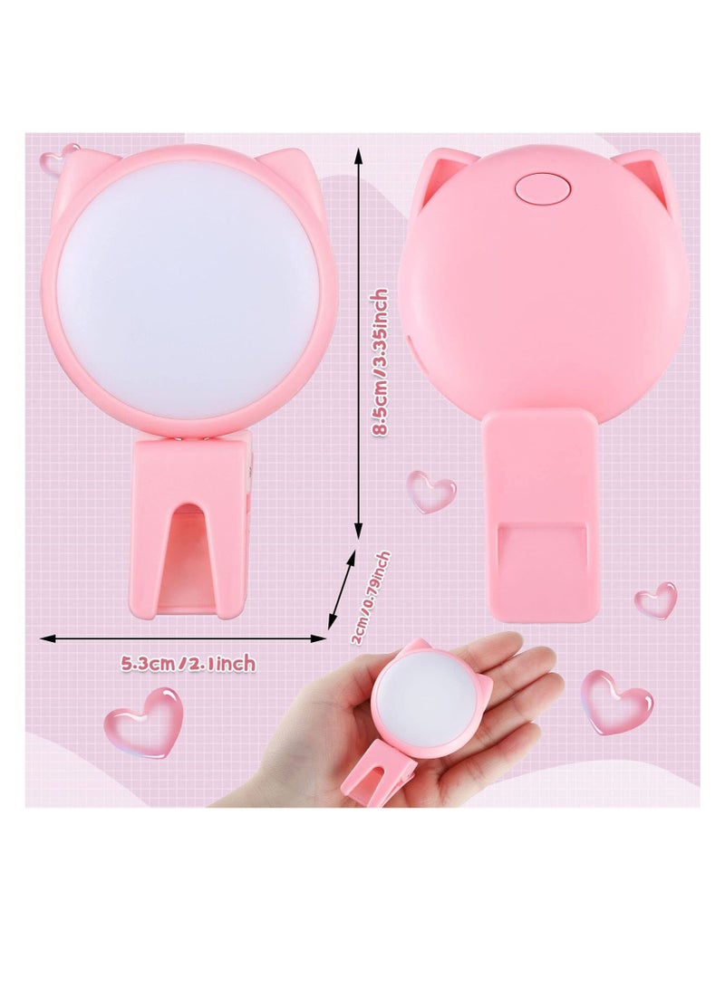 Captaintech Selfie Ring Light Selfie Clip on Ring Light Mini Rechargeable 9 Level Adjustable Brightness Ring Light Portable Clip on Selfie Fill Light for Phone Laptop Video Photography Girl Makes up (Pink, Blue) - Image 2