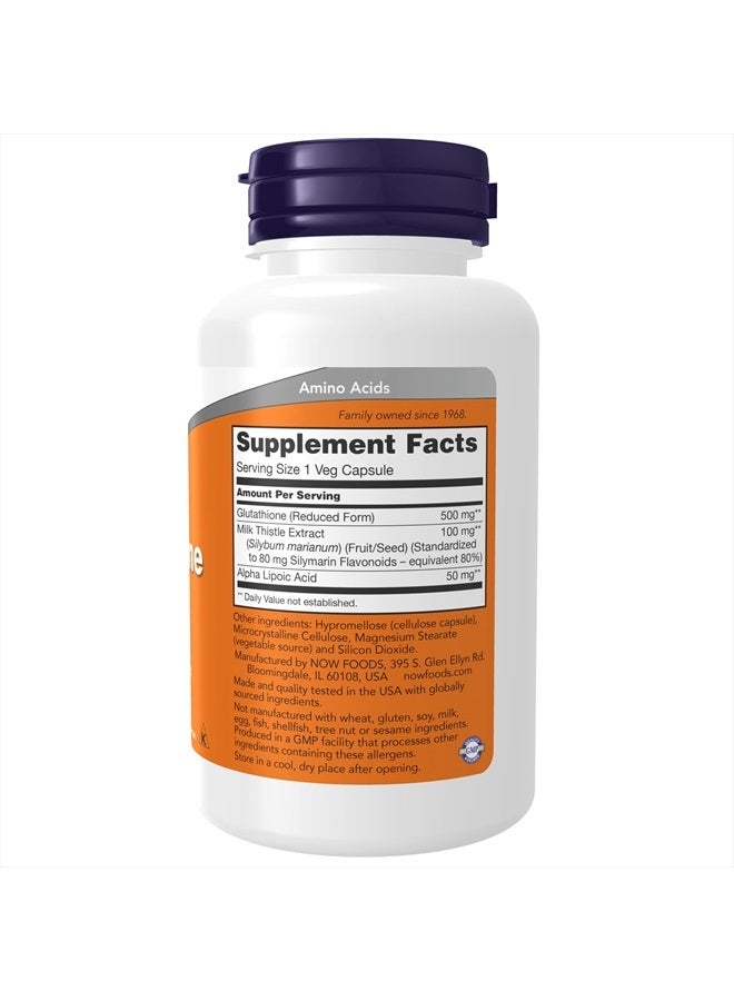 now مكملات، جلوتاثيون 500 ملغ، مع مستخلص الشوك الحليب وحمض ألفا ليبويك، مثبط الجذور الحرة*، 60 كبسولة نباتية - Image 2