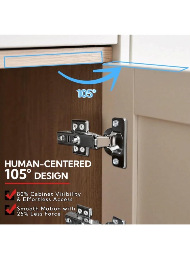 Premium Hidden Cabinet Hinges 105° | Straight Cup, Soft-Close, Silent Closing | Adjustable, Removable for Kitchen, Bathroom & Furniture Doors - Image 4