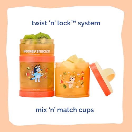 Whiskware Bluey Stackable Snack Containers for Babies, Toddlers, and Kids, 3 Stackable Snack Cups for School and Travel, Cupholder Friendly, Bluey and Bingo! Hooray Snacks! - Image 3