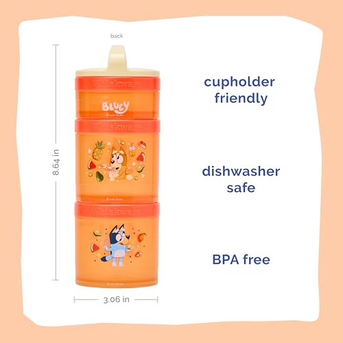 Whiskware Bluey Stackable Snack Containers for Babies, Toddlers, and Kids, 3 Stackable Snack Cups for School and Travel, Cupholder Friendly, Bluey and Bingo! Hooray Snacks! - Image 2