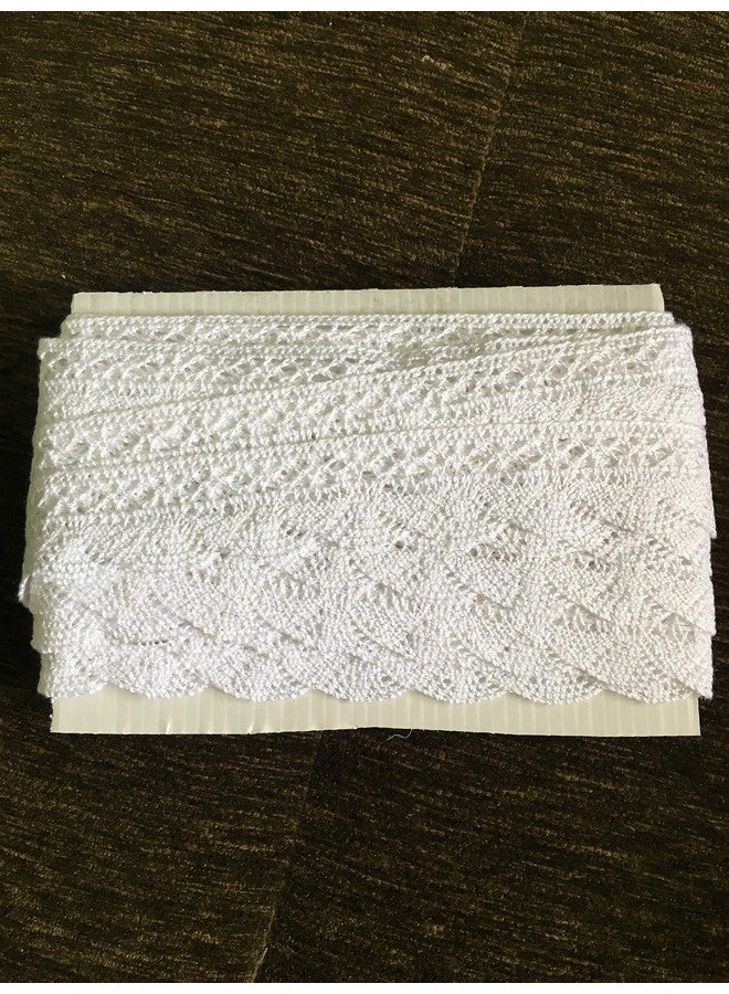 DaSync White Crochet Croshia Cotton Lace&Border Material For Trims Flower Latkan Hanging Jhallar Tassel Embroidered Laces Applique Fabric Lace Sewing Supplies Cotton Work Lace 9 Meters - Image 4