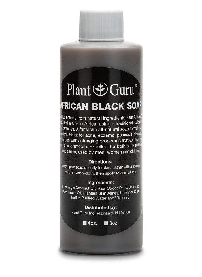Plant Guru African Black Soap Liquid 4 Oz 100% Raw Pure Natural From Ghana Acne Treatment Aids Against Eczema & Psoriasis Dry Skin Scars And Dark Spots Great For Pimples Blackhead Face & Body Wash  - Image 2