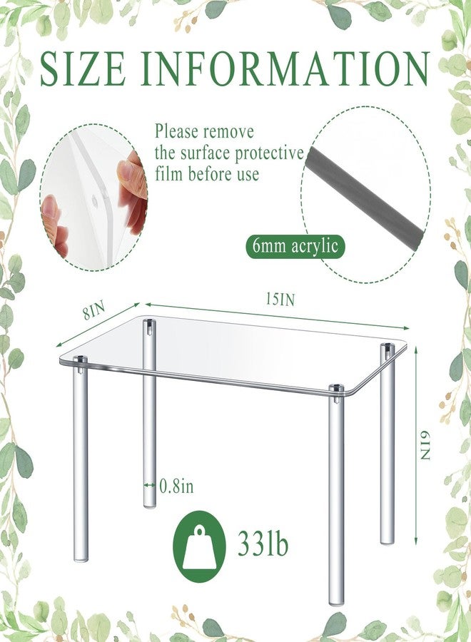 RattanView 1 Pcs Extra Large 6mm Thick Acrylic Rectangular 4-leg Display Risers, Acrylic Plant Stand, Clear Shelf Riser Display Stands for Decor Collectibles Figures (15×10×6in) - Image 2
