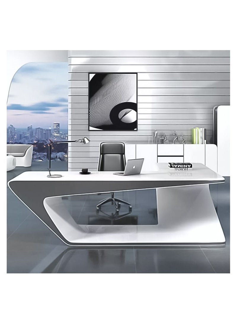 HUIMEI طاولة مكتب تنفيذية لامعة من Huimei BG-9925 باللون الأبيض  - Image 4
