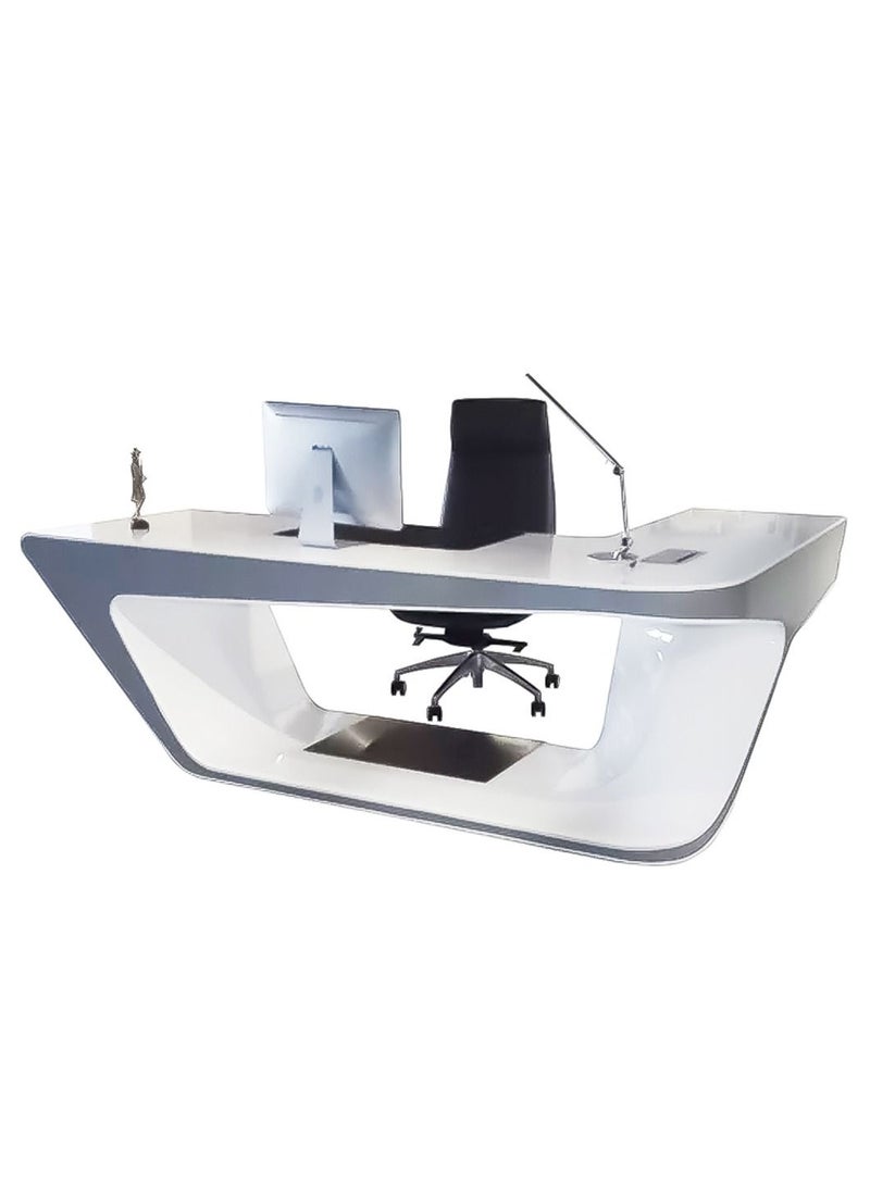 HUIMEI طاولة مكتب تنفيذية لامعة من Huimei BG-9925 باللون الأبيض  - Image 1