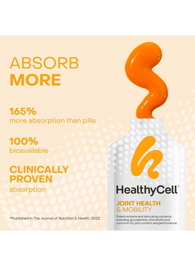 Healthycell Joint Health & Mobility Daily Liquid Supplement - Joint Support Supplement, Inflammation Response, Cartilage & Flexibility with Curcumin, Glucosamine & Chondroitin - 30 Gel Packs - Image 3