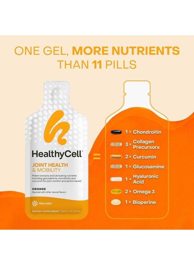 Healthycell Joint Health & Mobility Daily Liquid Supplement - Joint Support Supplement, Inflammation Response, Cartilage & Flexibility with Curcumin, Glucosamine & Chondroitin - 30 Gel Packs - Image 4