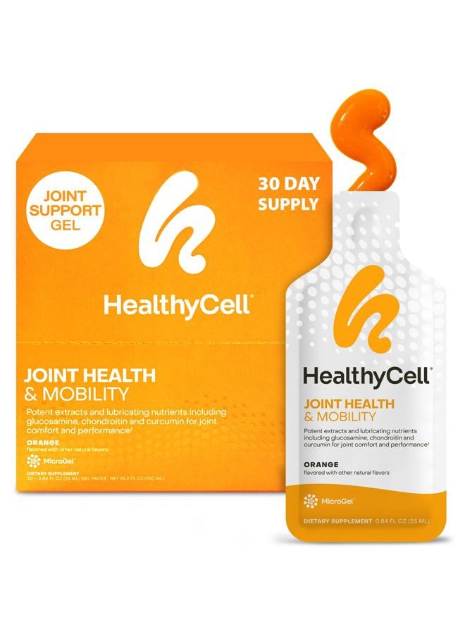 Healthycell Joint Health & Mobility Daily Liquid Supplement - Joint Support Supplement, Inflammation Response, Cartilage & Flexibility with Curcumin, Glucosamine & Chondroitin - 30 Gel Packs - Image 1