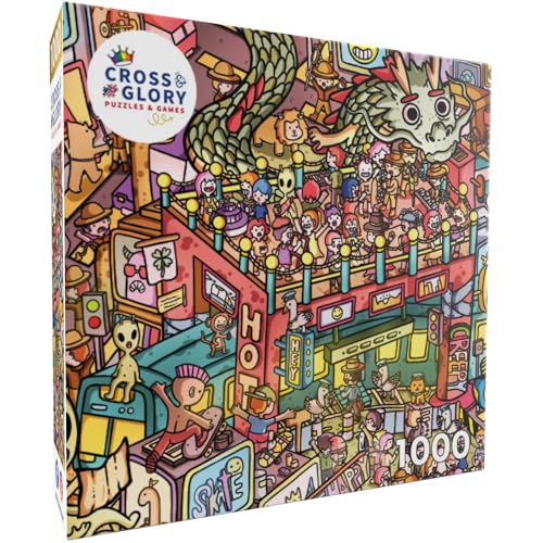 Cross & Glory Cross Glory Metropolitan Mayhem A Cartoon Cosmopolis 1000 Piece Jigsaw Puzzle for Adults Cartoon City Scene Satin Finish 20 x 27 Inches - Image 5